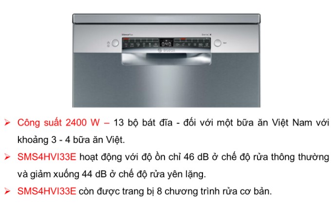 Chương trình máy rửa bát Bosch SMS4HVI33E