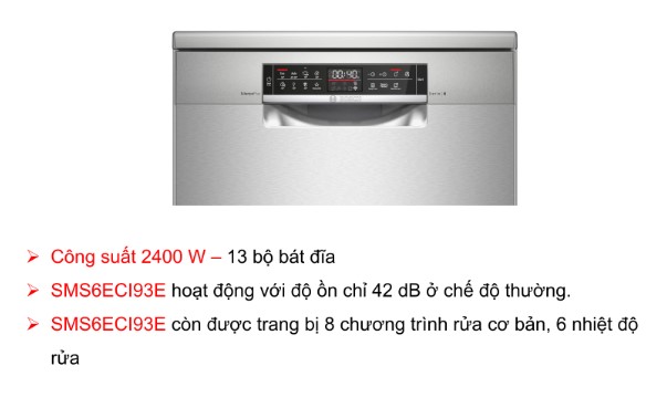 Bảng điều khiển máy rửa bát Bosch SMS6ECI93E