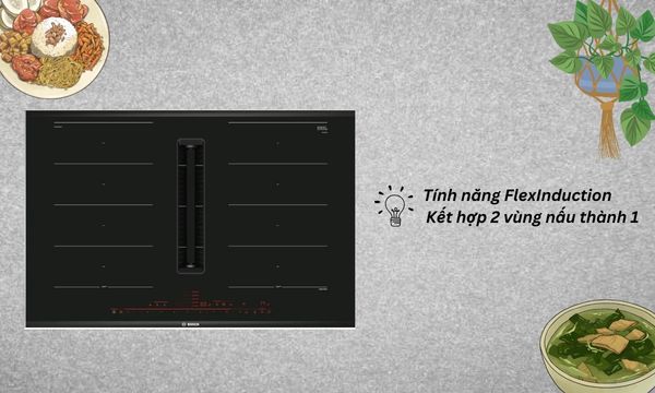 Chức năng kết hợp vùng nấu trên Bosch PXX875D67E