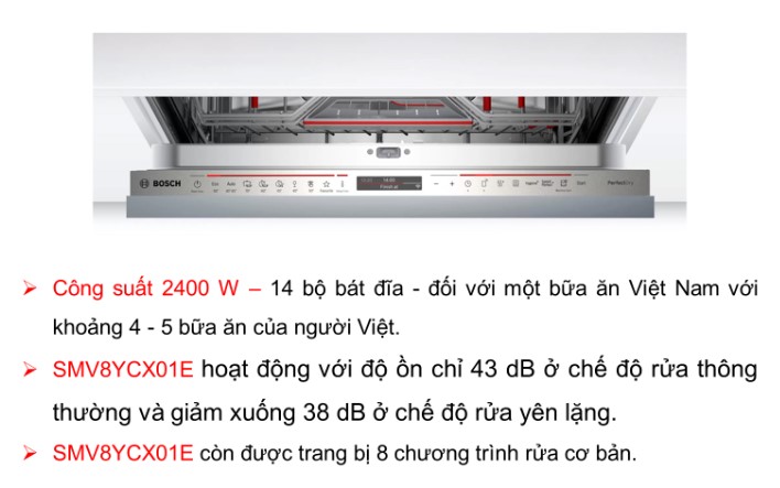 Chương trình máy rửa bát Bosch SMV8YCX01E