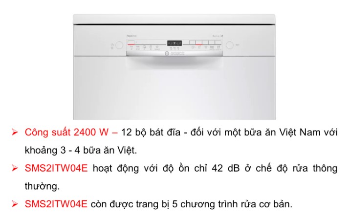 Chương trình máy rửa bát Bosch SMS2ITW04E