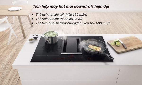 Bosch PXX875D34E được tích hợp máy hút mùi hiện đại