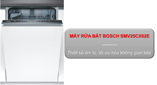 Vỏ máy rửa bát Bosch SMV25CX02E có màu trắng thanh lịch