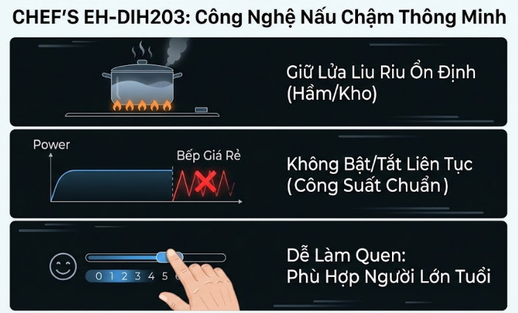 Bếp cũng được chia nhiều mức c&ocirc;ng suất nhỏ