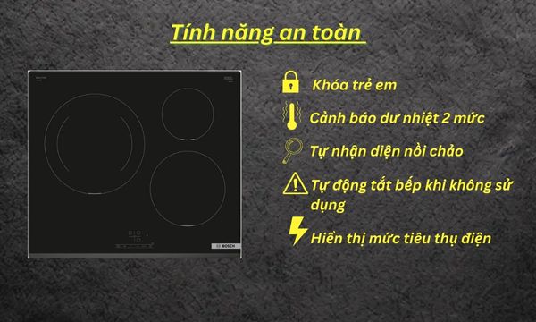 Tính năng an toàn bếp từ Bosch PIJ631BB5E