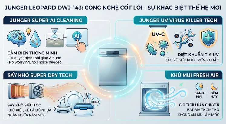 c&aacute;c d&ograve;ng m&aacute;y rửa b&aacute;t Junger lu&ocirc;n biết c&aacute;ch chiều l&ograve;ng người d&ugrave;ng
