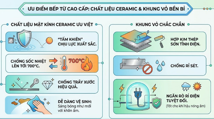 Chất liệu mặt k&iacute;nh Ceramic ưu việt