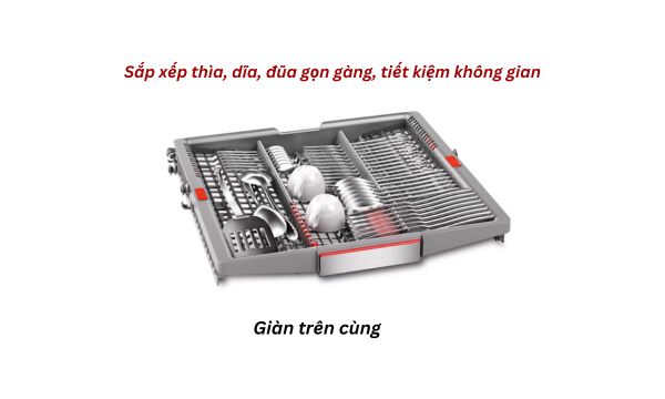 Giàn trên cùng của Bosch SMD8TCX04E để sắp xếp thìa, đĩa