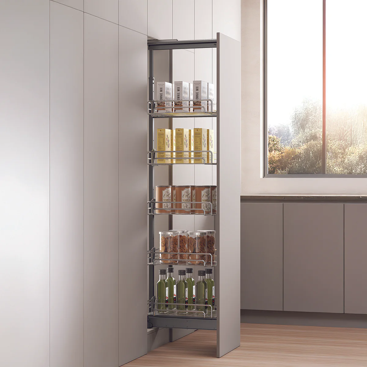 Điều chỉnh độ cao từng rổ, sắp xếp khoa học tiện nghi