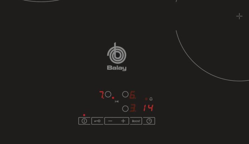 Bảng điều khiển của Bếp từ Bosch ba vùng nấu Balay 3EB864XR