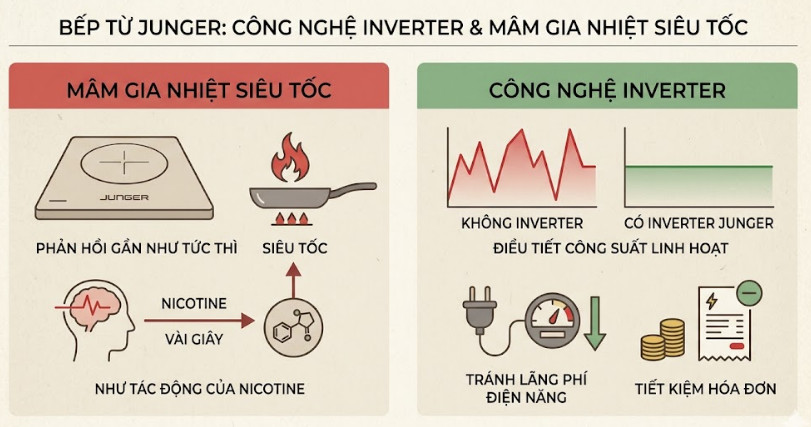 Công nghệ Inverter và mâm gia nhiệt siêu tốc