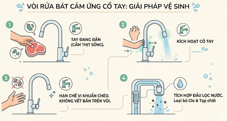 Vòi rửa bát cảm ứng không chạm