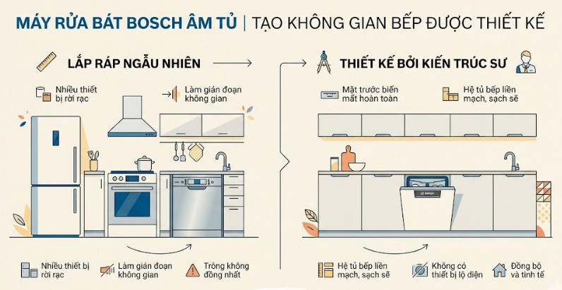 không gian bếp trông như được thiết kế bởi kiến trúc sư