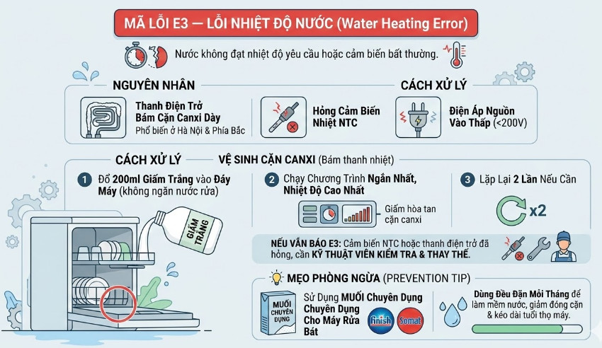 Mã Lỗi E3 — Lỗi Nhiệt Độ Nước 