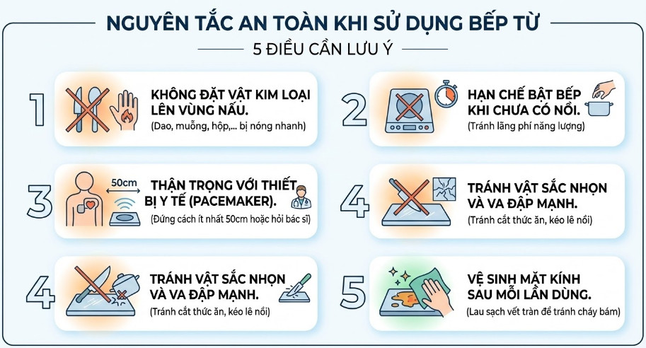 Nguyên Tắc An Toàn Khi Sử Dụng Bếp Từ