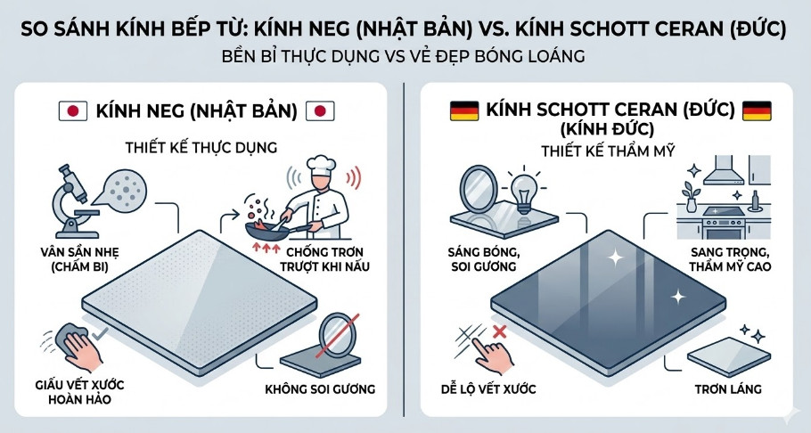 So sánh kính bếp từ
