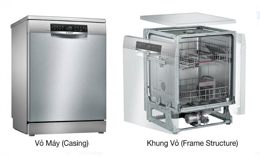 Vỏ Máy và Khung Vỏ máy rửa bát Bosch