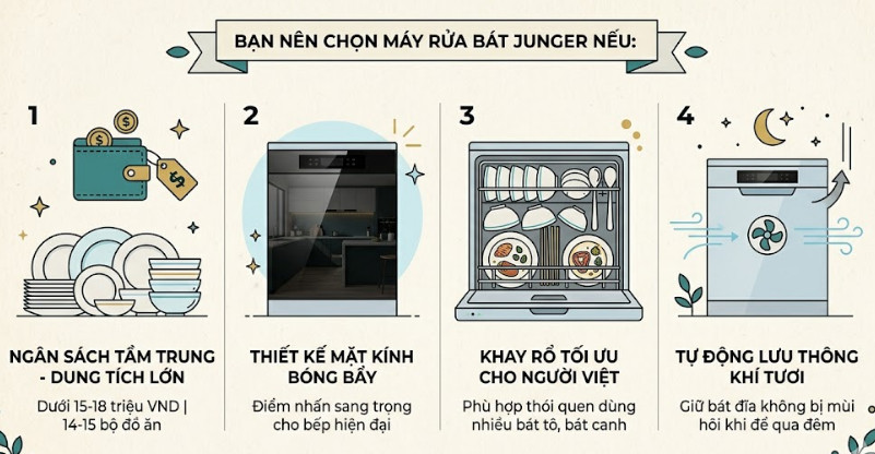 Bạn NÊN chọn mua máy rửa bát Junger nếu