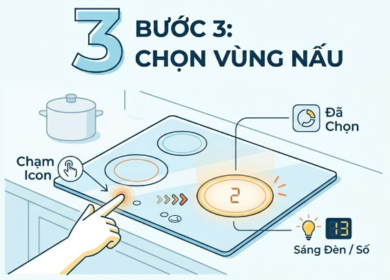 Bước 3 – Chọn vùng nấu