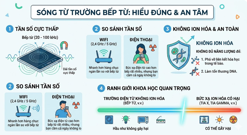 Hiểu đúng về sóng từ trường bếp từ