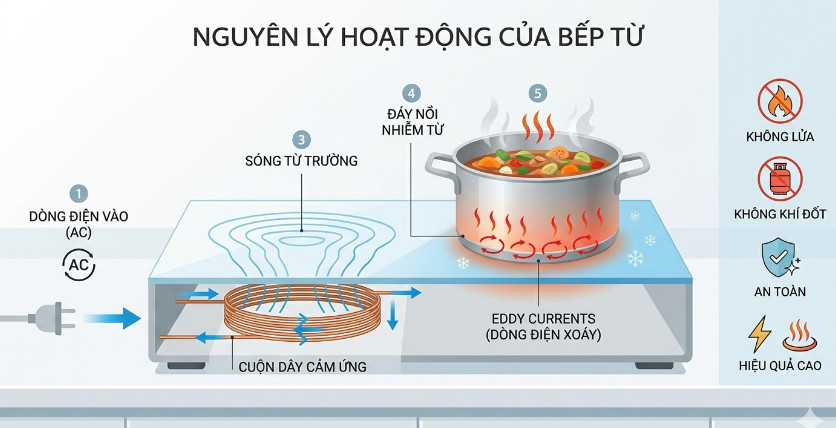 nguyên lý hoạt động của bếp từ
