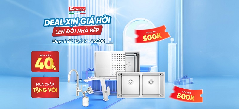 Rinh quà liền tay, giảm ngay 40% các sản phẩm chậu vòi Konox