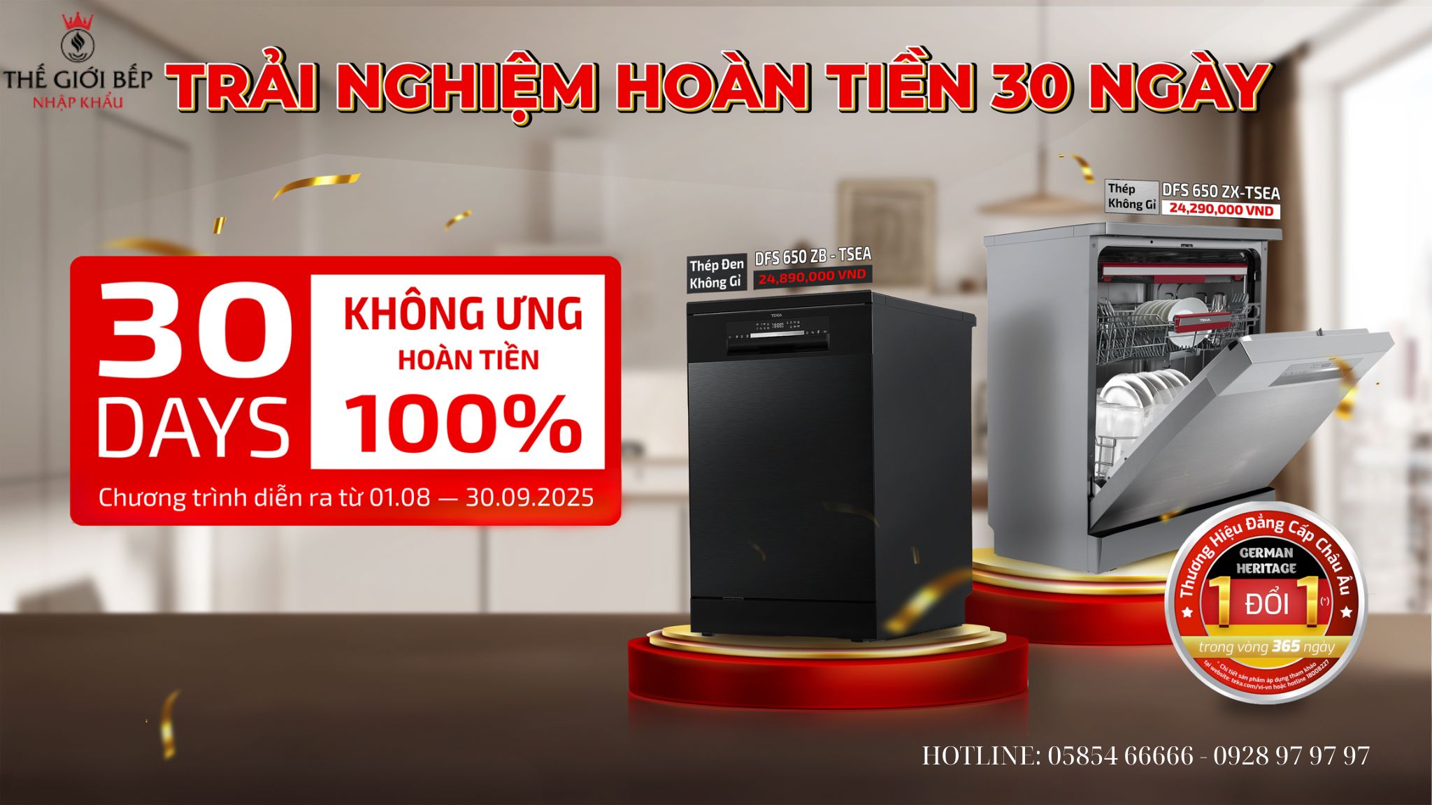 30 ngày dùng thử máy rửa bát Teka – Không ưng, hoàn tiền