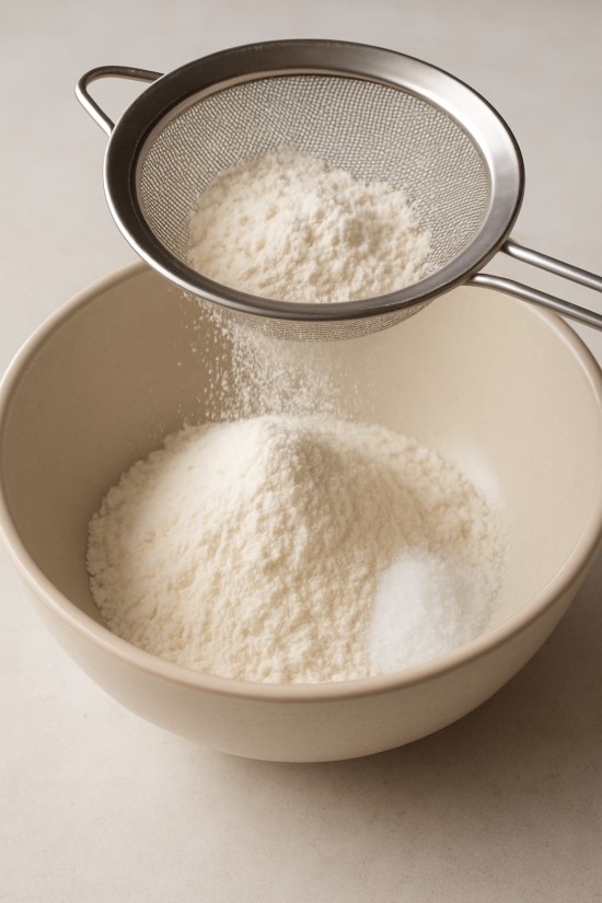 Rây bột mì và một chút muối
