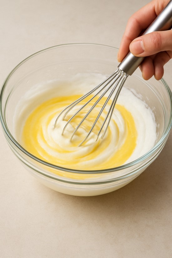 Trộn Bột & Hỗn Hợp Lòng Đỏ Vào Lòng Trắng