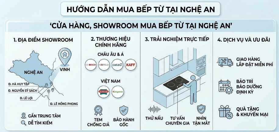 Cửa Hàng, Showroom Mua Bếp Từ Tại Nghệ An