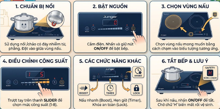 Cách sử dụng bếp từ Junger