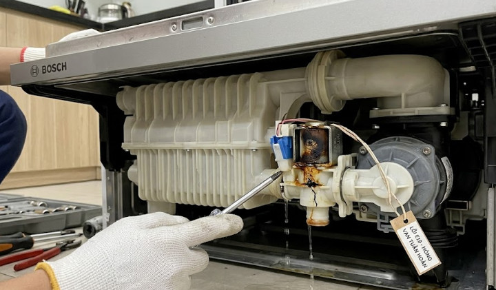 Hỏng van tuần hoàn máy rửa bát Bosch