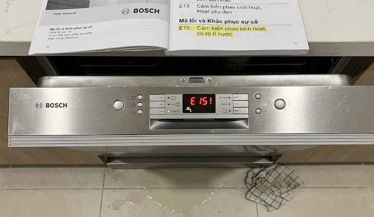 Lỗi E15 trên máy rửa bát Bosch