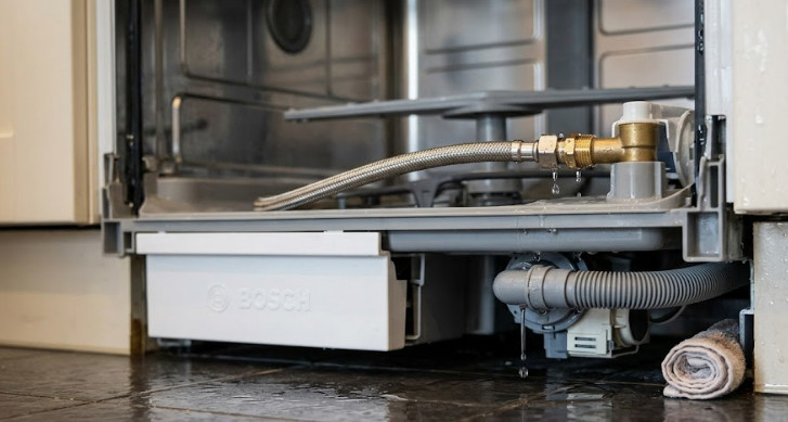 Rò rỉ từ đường ống hoặc các khớp nối trên máy rửa bát Bosch