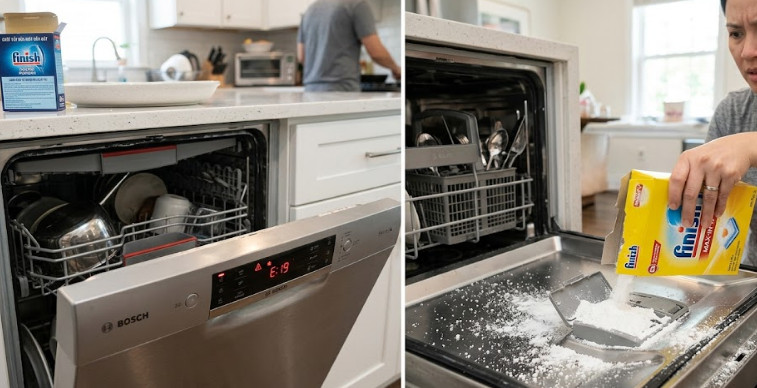 Sử dụng sai hoặc quá nhiều chất tẩy rửa trên máy rửa bát Bosch