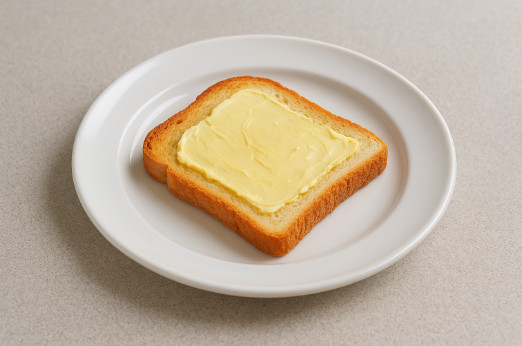 Đặt lát bánh mì (mặt phết bơ hướng lên) lên đĩa dùng được trong lò vi sóng