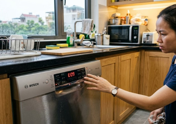 mã lỗi E09 máy rửa bát Bosch