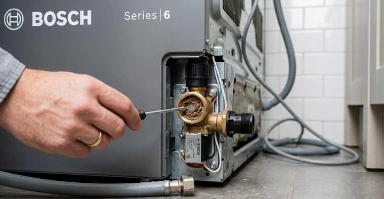 an cấp nước bị tắc nghẽn  trên máy rửa bát Bosch