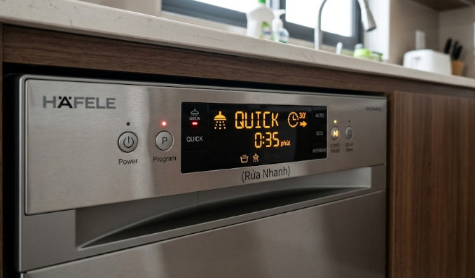 Chương Trình Quick (Rửa Nhanh) trên máy rửa bát Hafele