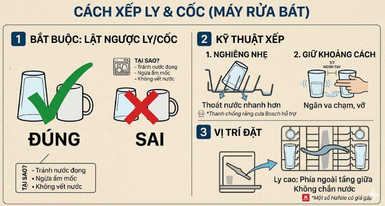 Cách xếp ly và cốc