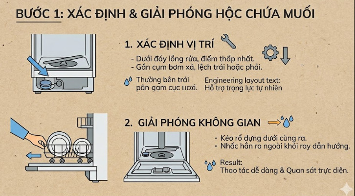 Xác định vị trí và giải phóng không gian hộc chứa muối