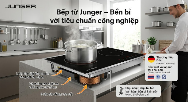 Bếp từ Junger – Bền bỉ với tiêu chuẩn công nghiệp