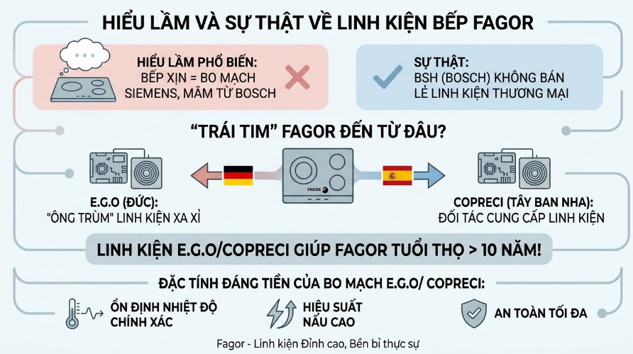 sự hiểu lầm phổ biến trên thị trường rằng cứ bếp xịn