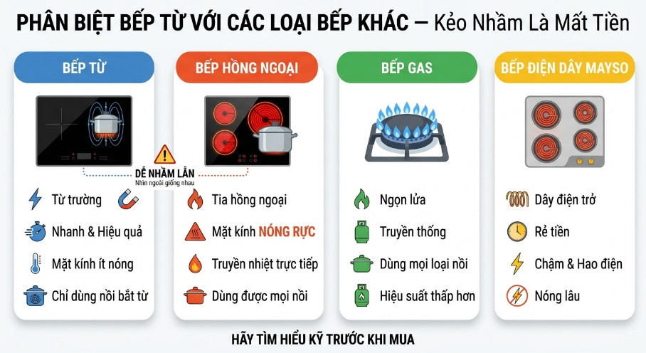 Phân Biệt Với Các Loại Bếp Khác 