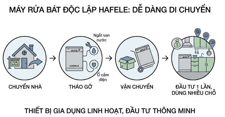 Máy độc lập Hafele dễ dàng tháo ra và mang theo khi chuyển nhà
