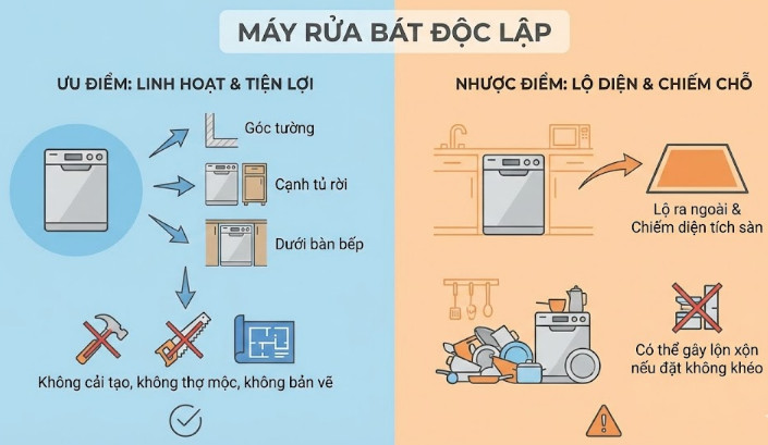 Máy độc lập cho phép linh hoạt đặt ở vị trí bất kỳ