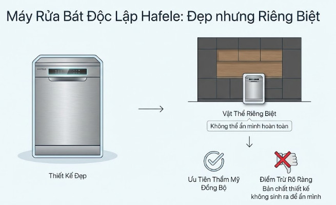 Máy rửa bát độc lập Hafele cũng có thiết kế đẹp