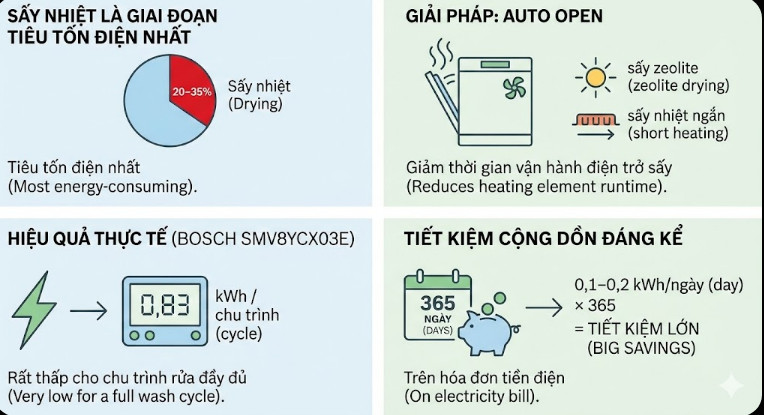 Sấy nhiệt là giai đoạn tiêu tốn điện nhất trong chu trình