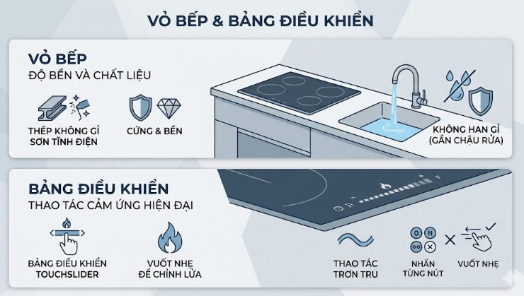 Vỏ bếp & bảng điều khiển