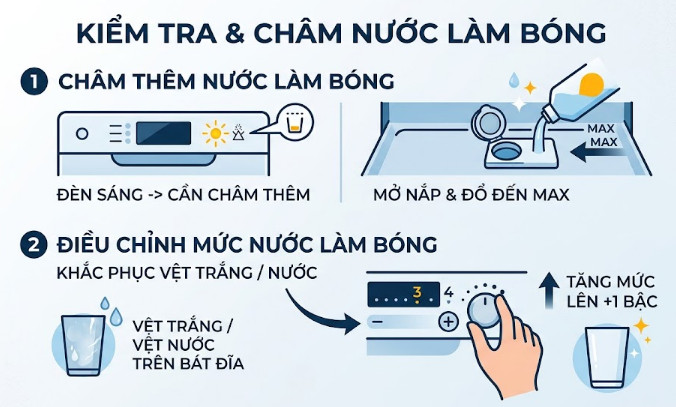 Kiểm tra và châm nước làm bóng